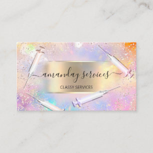 Cartão De Visita Beauty Cosmetologista Seringa Botox B12 QR Code