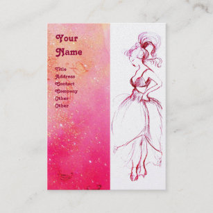 Cartão De Visita BEAUTY FASHION, rosa vermelho, pérola branca fuchs