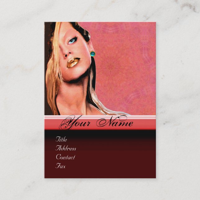 Cartão De Visita BEAUTY MAKEUP ARTISTA monograma, safira azul-rosa (Frente)