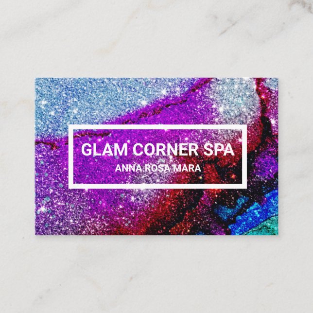 Cartão De Visita *~ Beauty Rainbow QR Glitter Glitz Glam Luxe (Frente)