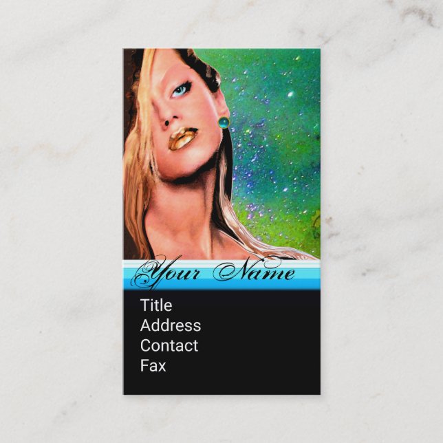 Cartão De Visita BEAUWMAKEUP ARTISTA COSMETICS Monograma Verde (Frente)