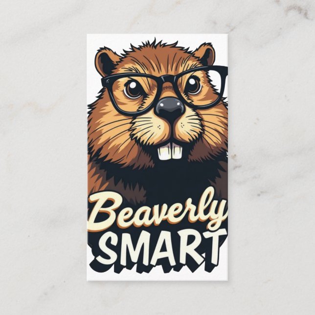 Cartão De Visita Beaverly Smart - Castor Engraçado com Gráfico de Ó (Frente)