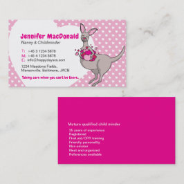 Cartão De Visita Bebê-bebê cuidador cartões-canguru cor-de-rosa