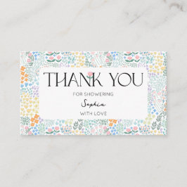 Cartão De Visita Bebê Colorido Floral Moderno Em Chá de fraldas De 