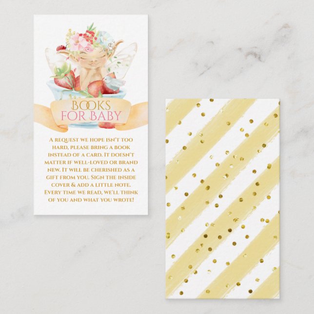 Cartão De Visita Bebê Fada e Morango Livros para Bebê (Frente/Verso)