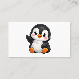 Cartão De Visita Bebê Pinguim Fofo Personagem de Desenho Animado Ac