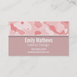 Cartão De Visita Bebê Rosa Camo; Personalizado