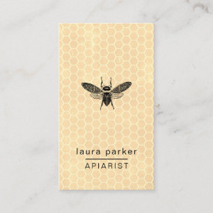 Cartão De Visita Bebê Vendedor de Mel Apiarista Rustic Brown Hexago