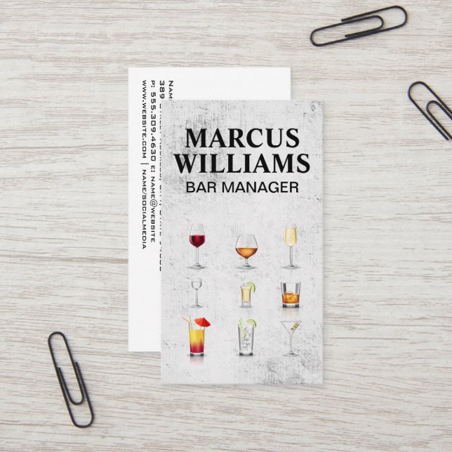 Cartão De Visita Bebidas coquetéis (Frente/Verso In Situ)