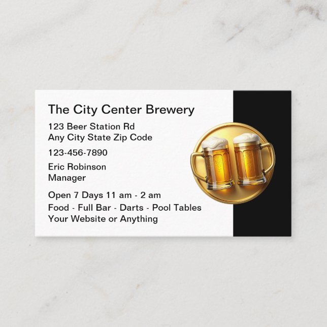 Cartão De Visita Beer Brewery Beer Mugs Business Cards (Frente)