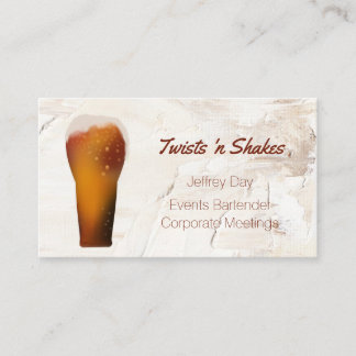 Cartão De Visita Beer Glass Bartender, Mixologist Business Card