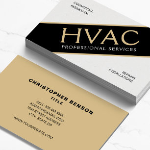 Cartão De Visita Beige Black White Modern HVAC