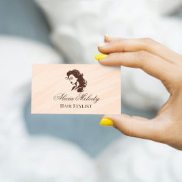 Cartão De Visita Beige Brown Elegant Hair Salon Stylist
