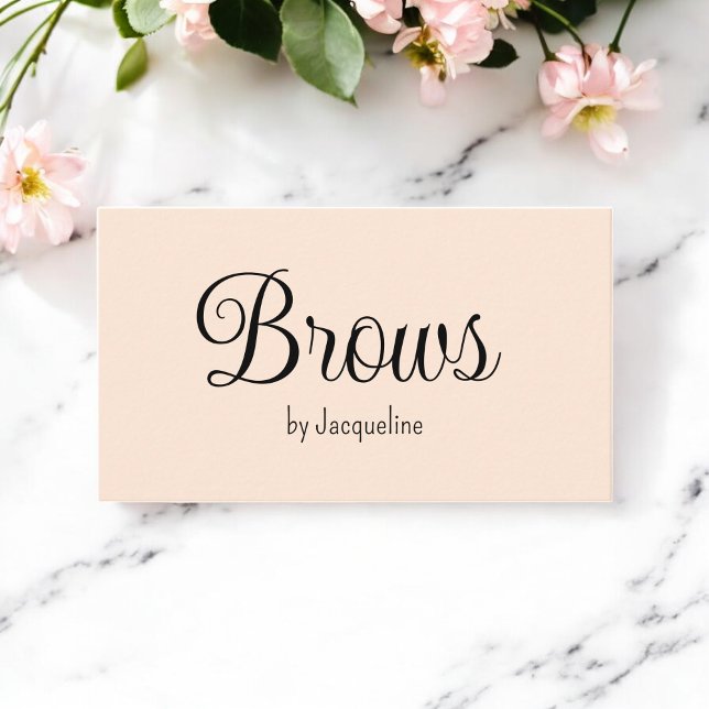 Cartão De Visita Beige Brows Beleza Simples Script (Criador carregado)