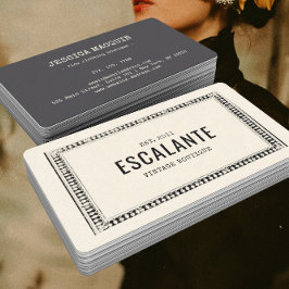 Cartão De Visita Beige da borda negra Elegante retrógrada da Vintag