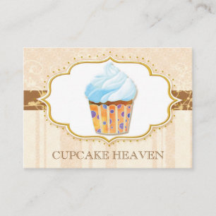 Cartão De Visita Beige do Cupcake de padaria clássico