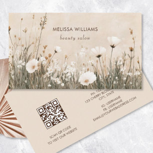 Cartão De Visita Beige Floral