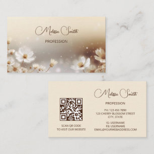 Cartão De Visita Beige Floral Dreamy