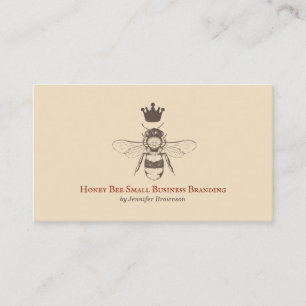 Cartão De Visita Beige Honeycomb Crown Queen Bee