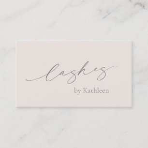 Cartão De Visita Beige Neutro Tan QR Code Lashes Elegante Moderno