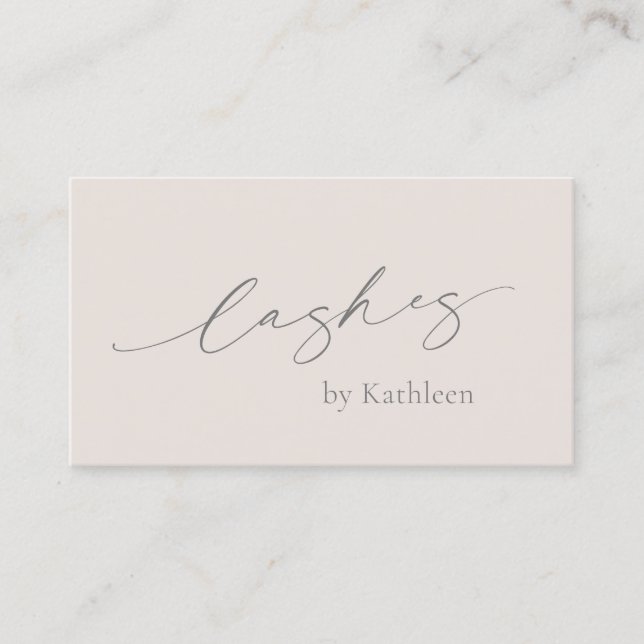 Cartão De Visita Beige Neutro Tan QR Code Lashes Elegante Moderno (Frente)