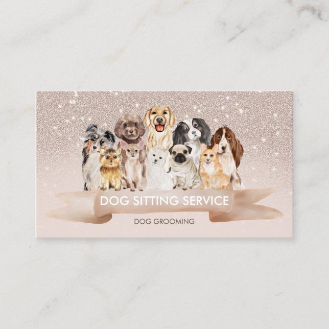 Cartão De Visita Beige Sand Petsitter Dog Groomer (Frente)