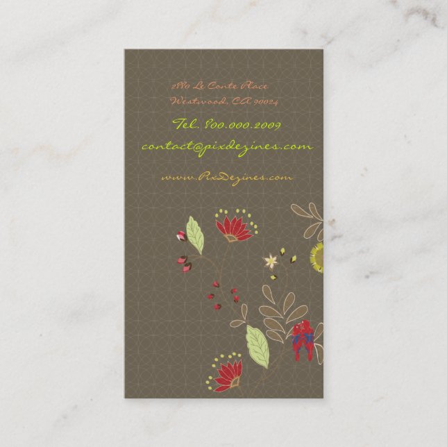 Cartão De Visita Beijando Parques de Babados Vermelhos no galho de  (Frente)