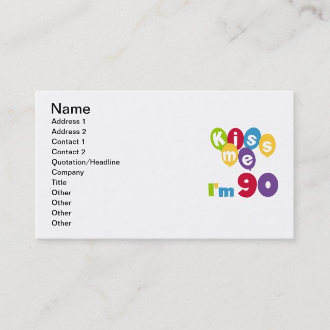 Cartão De Visita Beije-me, tenho 90 t-shirts e presentes (Frente)