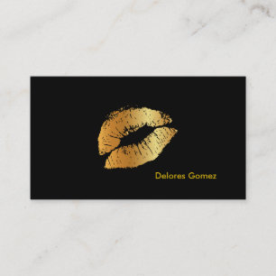 Cartão De Visita Beijo PixDezines com lábios de ouro