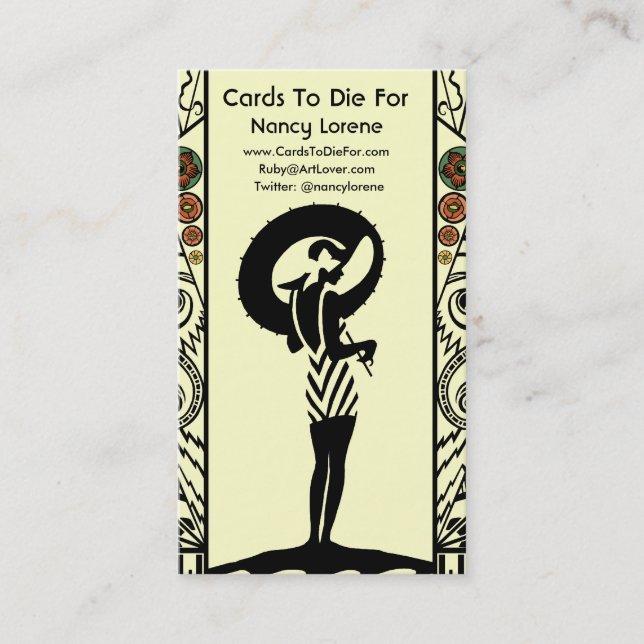 Cartão De Visita Beira-mar Deco em amarelo e na laranja (Frente)