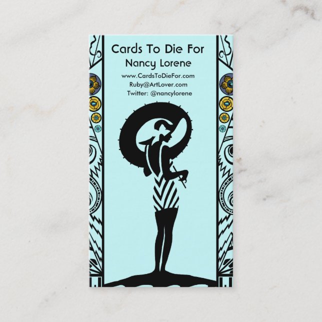 Cartão De Visita Beira-mar Deco no Aqua e no amarelo (Frente)