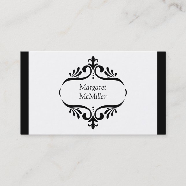 Cartão De Visita Beira preta elegante simples da pétala do rolo do (Frente)