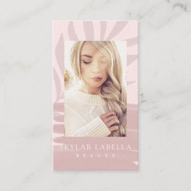 Cartão De Visita Bela Bela Pincel Floral Moderna e Elegante (Frente)