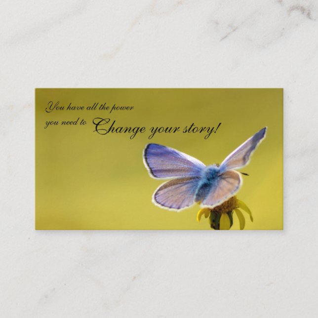 Cartão De Visita Bela borboleta com citação motivadora (Frente)