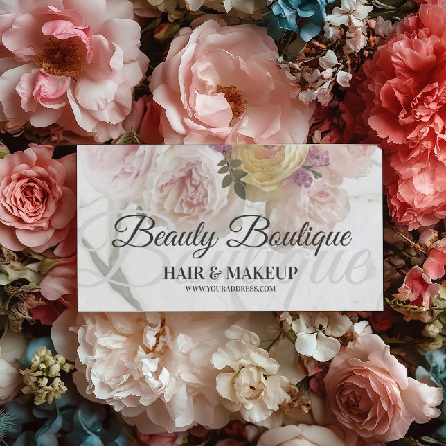 Cartão De Visita Bela Boutique Marble Flower Makeup Hair Card (Perfect for business)