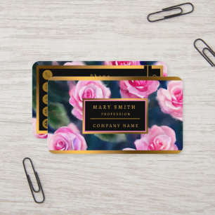 Cartão De Visita Bela Coleção de Rosas Rosa Popular de Cama