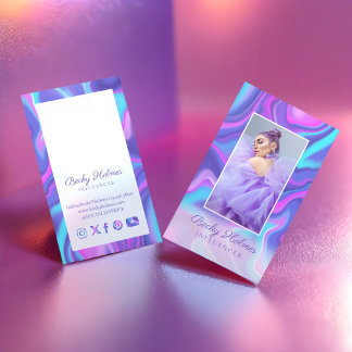 Cartão De Visita Bela Design Holográfica Purple & Blue Watercolor