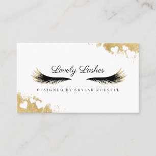 Cartão De Visita Bela Dourada Máscara Olhos Lashes Luxuosos