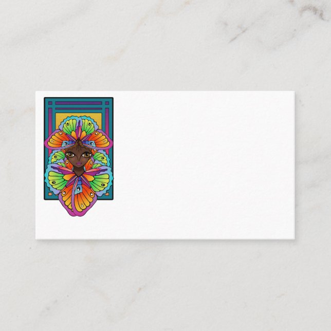 Cartão De Visita Bela Garota-Borboleta Autocolante (Frente)