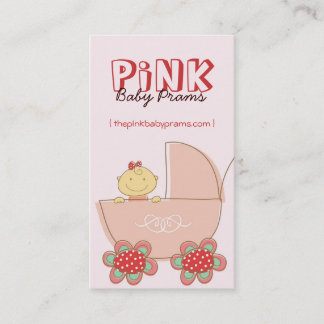 Cartão De Visita Bela Garota De Cartoon Rosa Pram Moderna