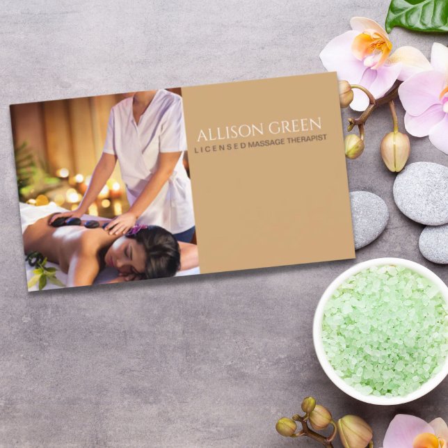 Cartão De Visita Bela SPA Acupressãomassagem de pedra quente Salão (Beauty SPA Acupressure Hot Stone Massage Salon Business Card)