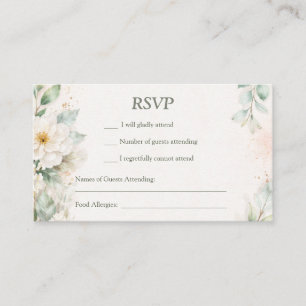 Cartão De Visita Belas Flores Pintadas com Aquarela RSVP
