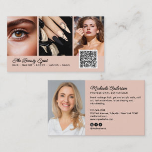 Cartão De Visita Beleza / Cabelo / Cílios / Unhas Código QR de 4 Fo