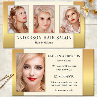 Cartão de Visita Beleza Cabelo Dourado Suas Fotos