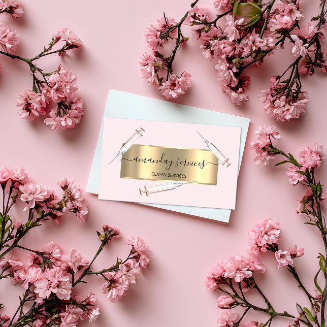 Cartão De Visita Beleza Cosmetologista Seringa Botox B12 QRCode Ros (Criador carregado)