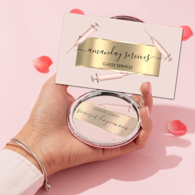 Cartão De Visita Beleza Cosmetologista Seringa Botox B12 QRCodeBlus (Criador carregado)