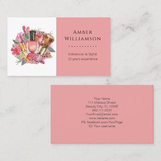 Cartão De Visita Beleza de Aquarela Floral Rosa Moderna Artista de