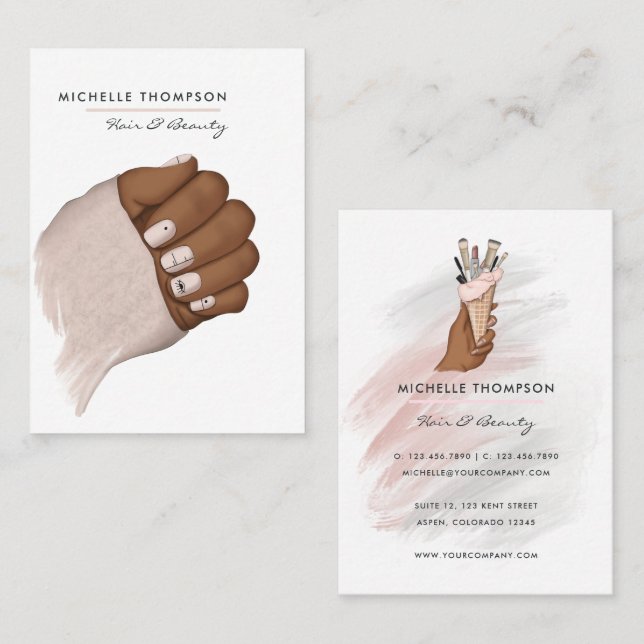 Cartão De Visita Beleza de Cabelo e Unhas (Frente/Verso)