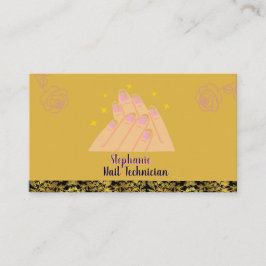 Cartão De Visita Beleza do logotipo da tecnologia de unhas minimali