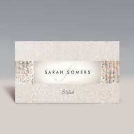 Cartão De Visita Beleza do Monograma da Sequência de Prata Moderna 